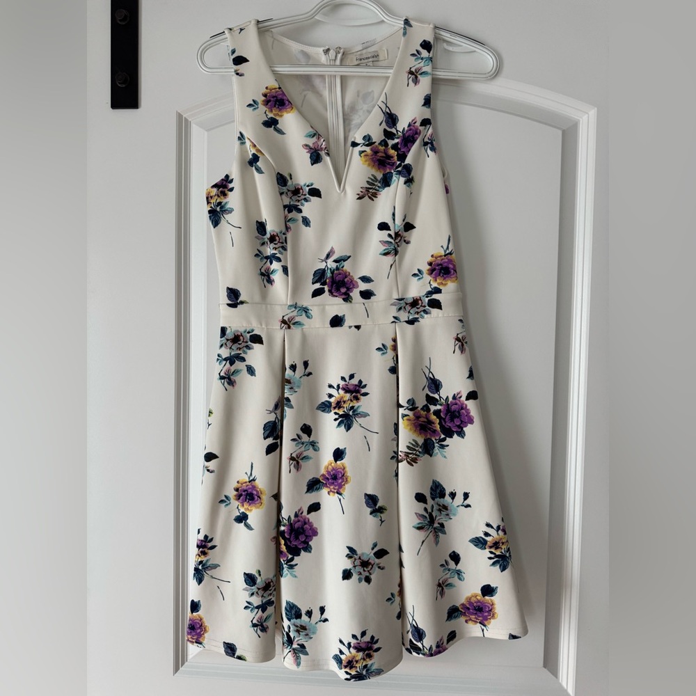 Francesca's Collections Cream Floral Midi Dress